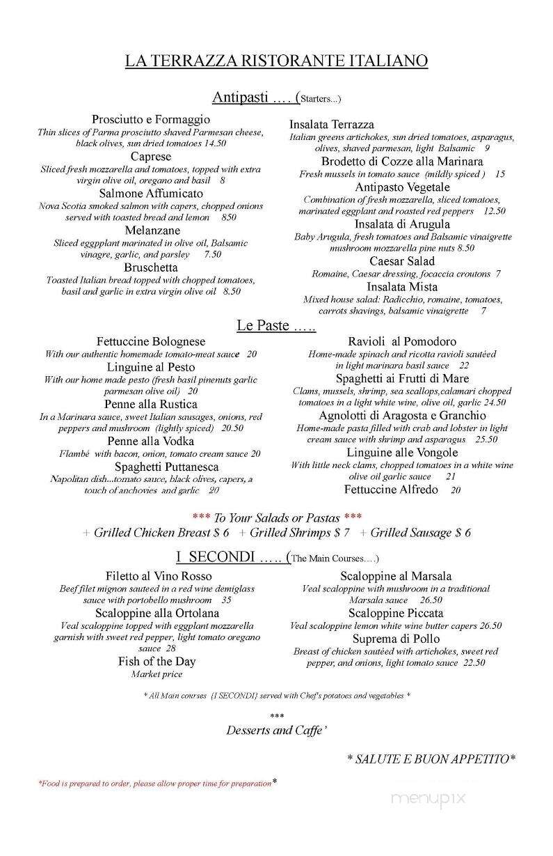 La Terrazza Ristorante Italiano - Tampa, FL menu_pic