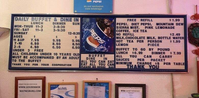 Golden Wok Chinese Restaurant - Waynesburg, PA menu_pic