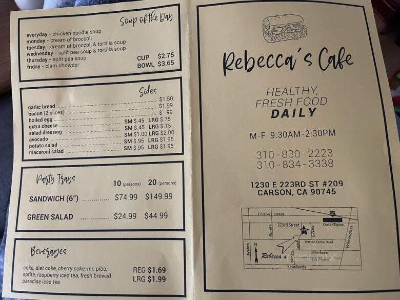 Rebecca's Cafe - Carson, CA menu_pic