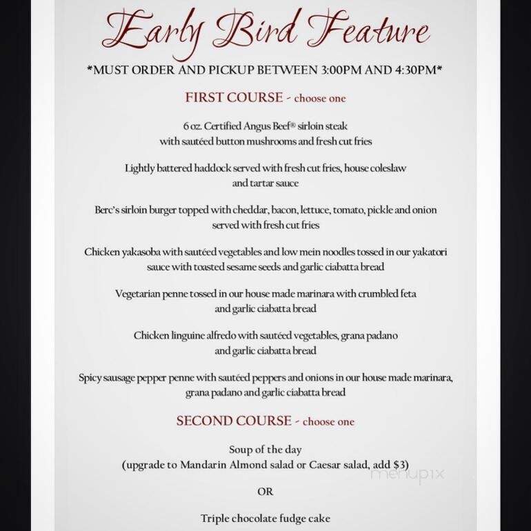 Berc's Steak House - Peterborough, ON menu_pic