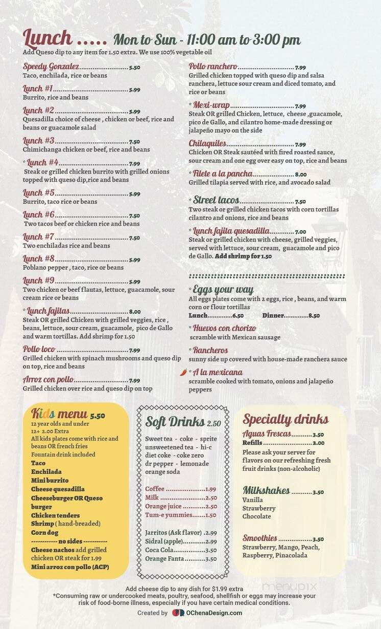 Casa Carrion - Lyman, SC menu_pic