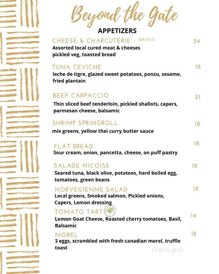 Beyond The Gate - Shelburne, ON menu_pic