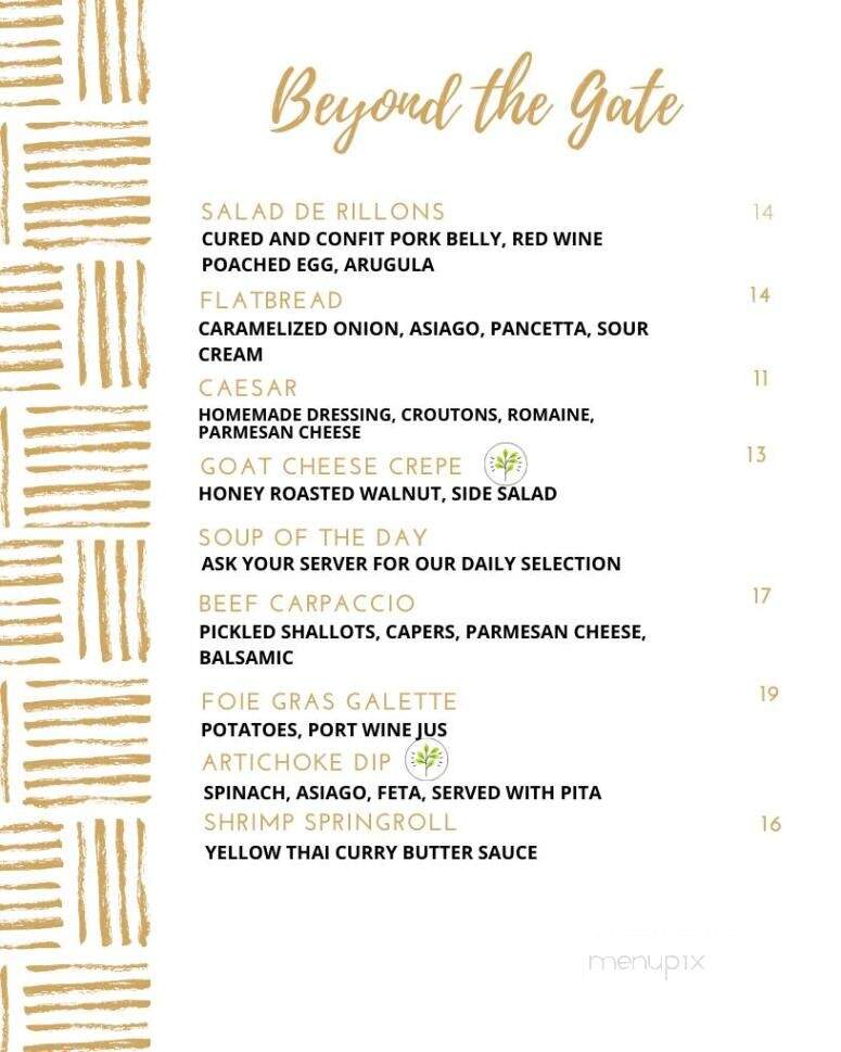 Beyond The Gate - Shelburne, ON menu_pic