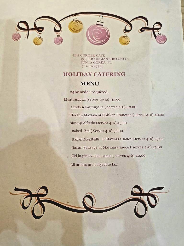 JB's Corner Cafe - Punta Gorda, FL menu_pic