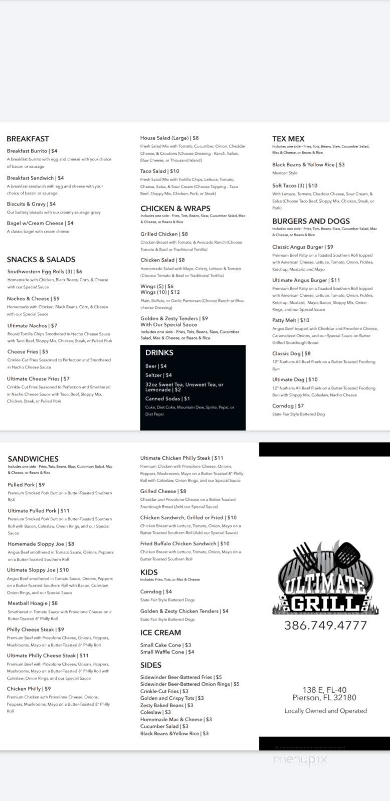 Ultimate Grill - Pierson, FL menu_pic