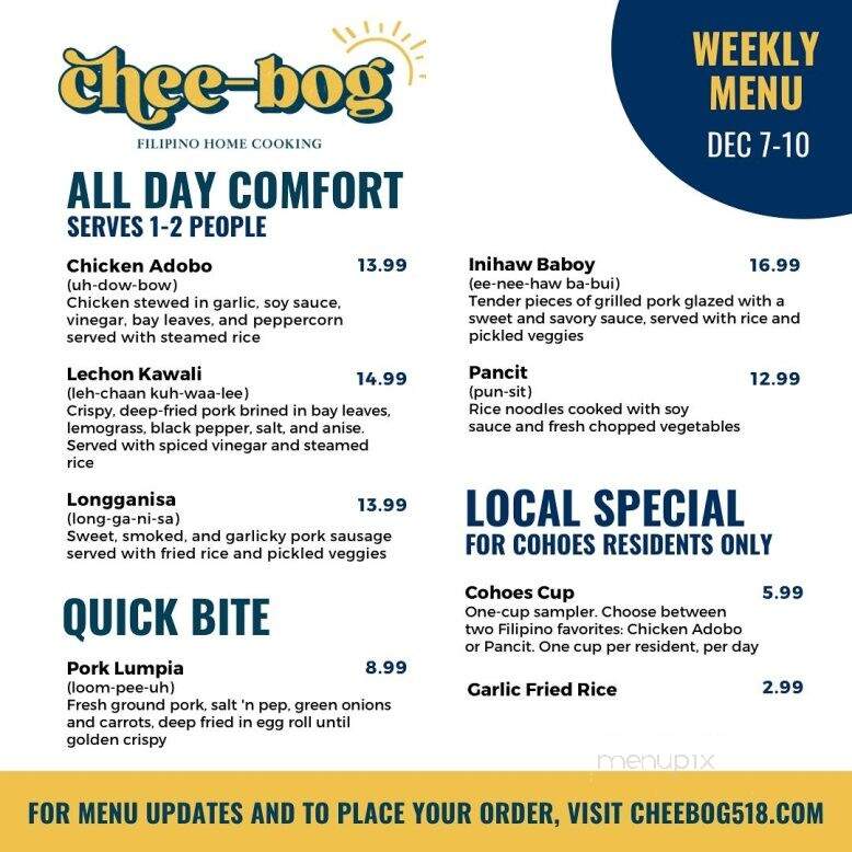 Chee-Bog - Cohoes, NY menu_pic
