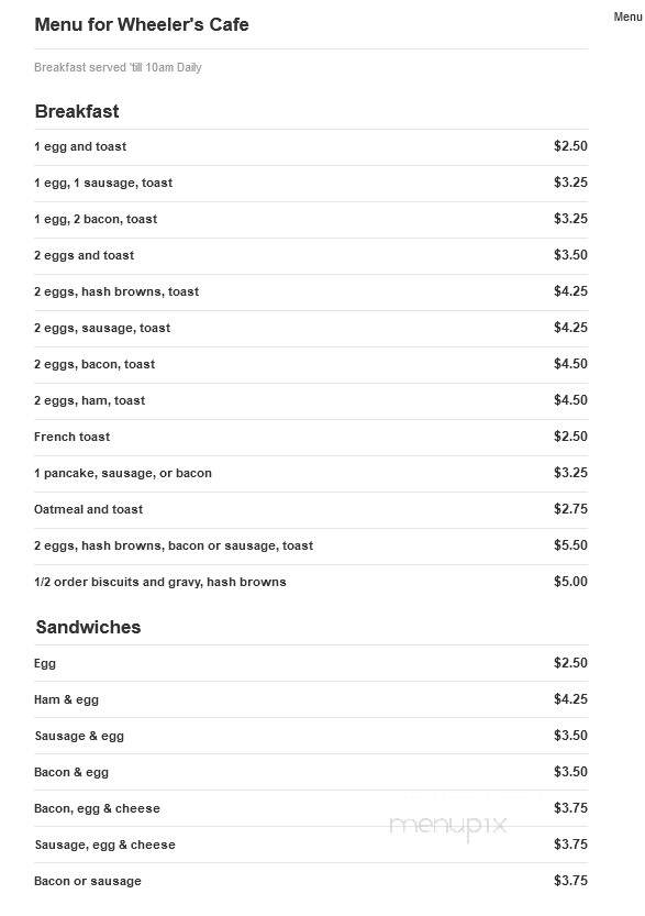 Wheeler's Cafe - Seaton, IL menu_pic