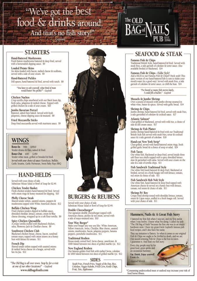 Old Bag of Nails - Pickerington, OH menu_pic