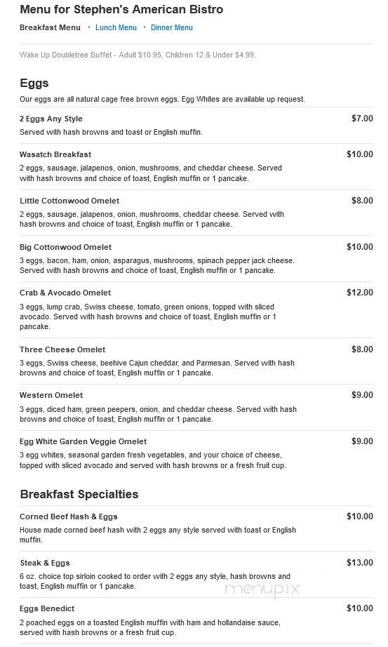 Stephen's American Bistro - Salt Lake City, UT menu_pic