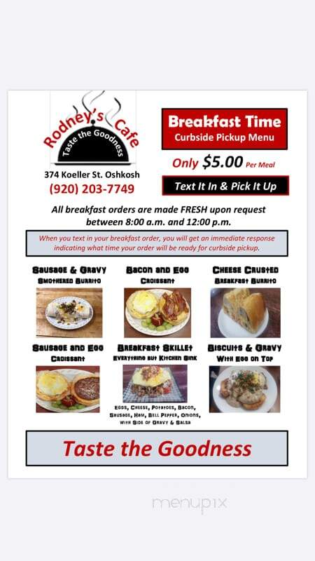 Rodney's Cafe - Oshkosh, WI menu_pic