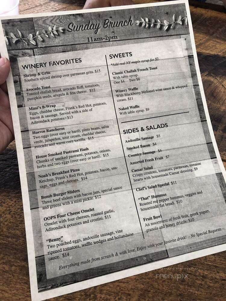 The Saratoga Winery - Saratoga Springs, NY menu_pic