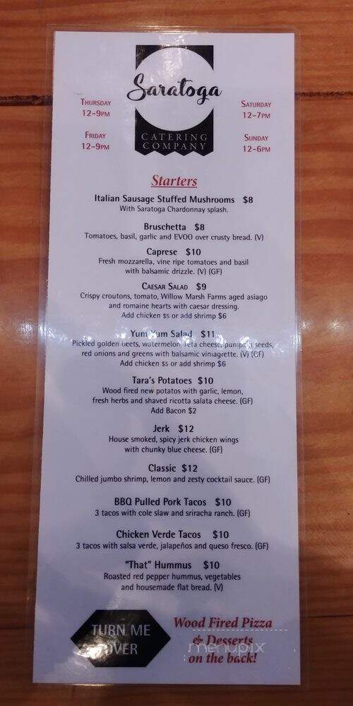The Saratoga Winery - Saratoga Springs, NY menu_pic