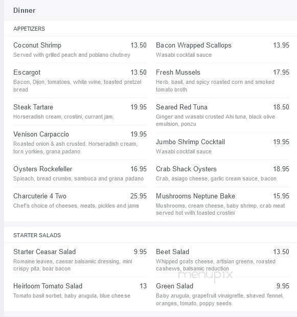 Von's Steakhouse & Oyster Bar - Edmonton, AB menu_pic
