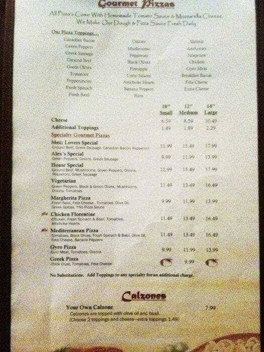 Alex Pizza Palace - Rolla, MO menu_pic