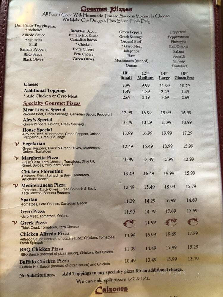 Alex Pizza Palace - Rolla, MO menu_pic
