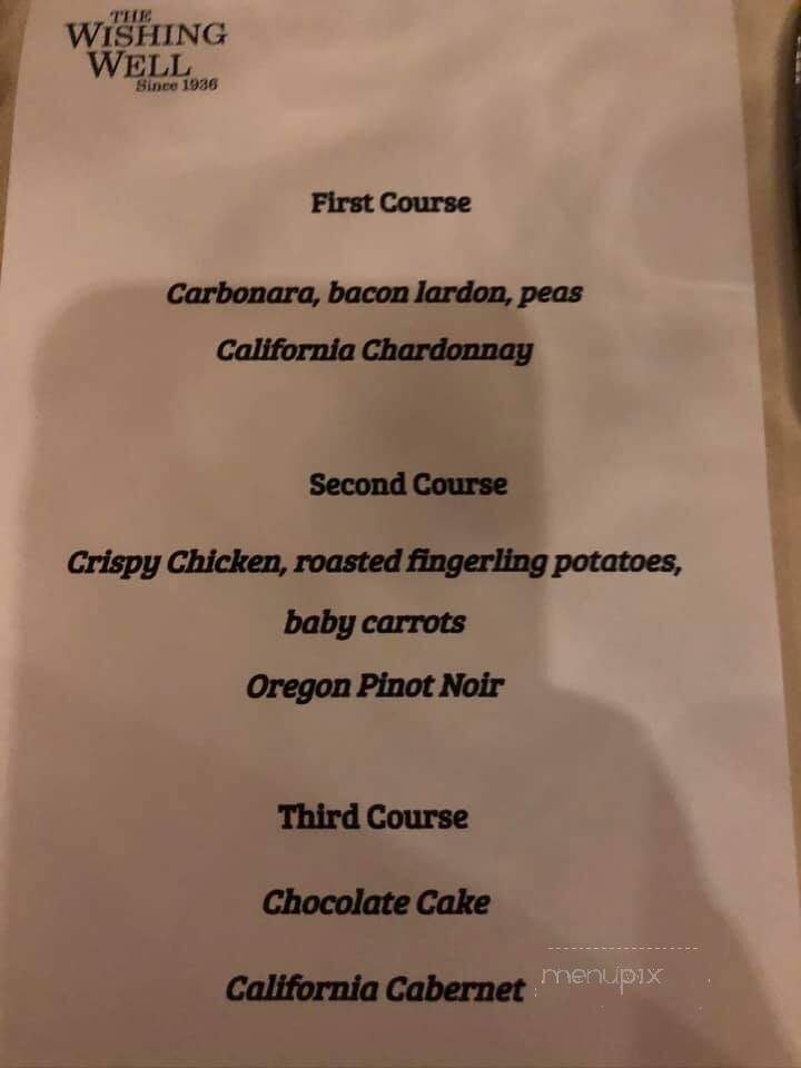 Wishing Well Restaurant - Gansevoort, NY menu_pic