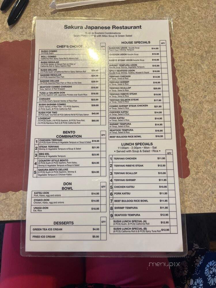 Sakura Restaurant - Fayetteville, NC menu_pic