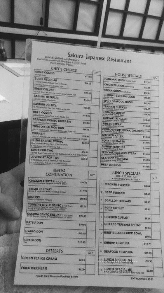 Sakura Restaurant - Fayetteville, NC menu_pic
