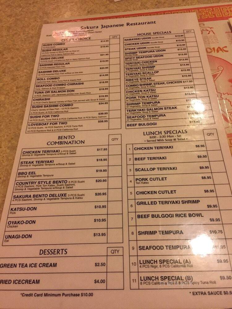 Sakura Restaurant - Fayetteville, NC menu_pic