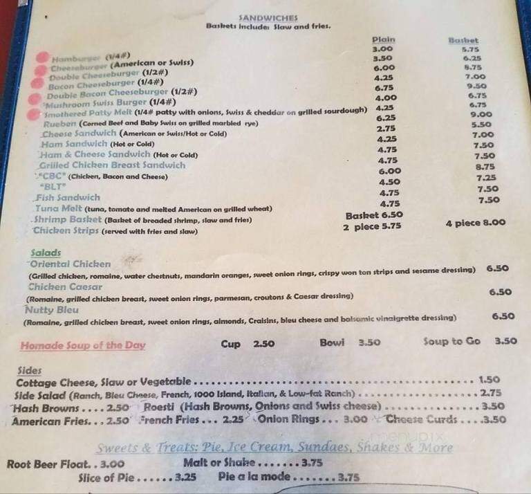 M & M Cafe - Monticello, WI menu_pic