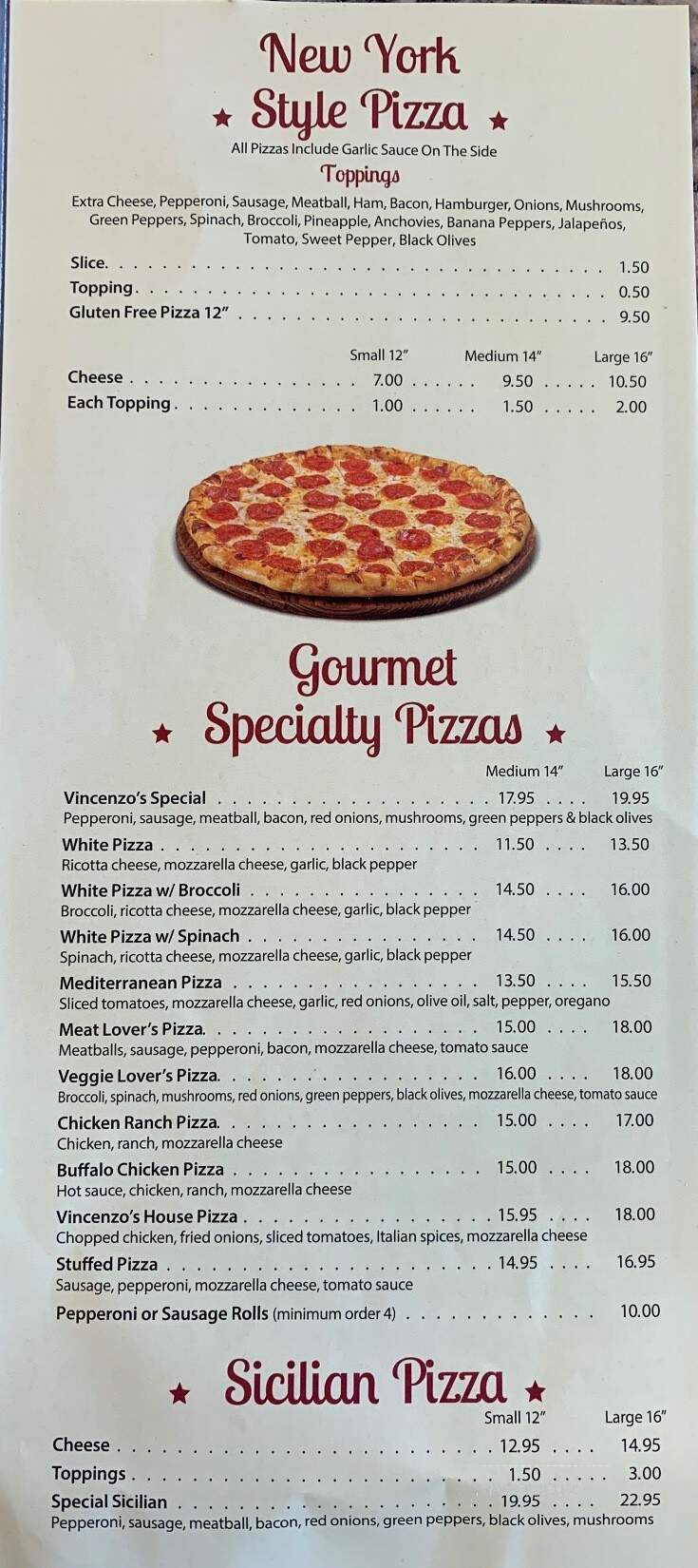 Vincenzo's Place - York, PA menu_pic