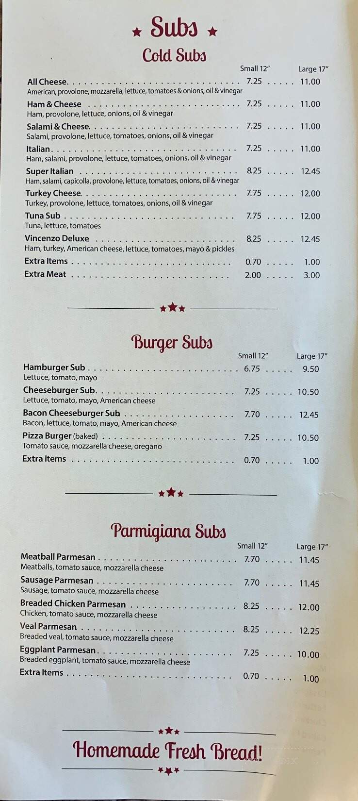 Vincenzo's Place - York, PA menu_pic