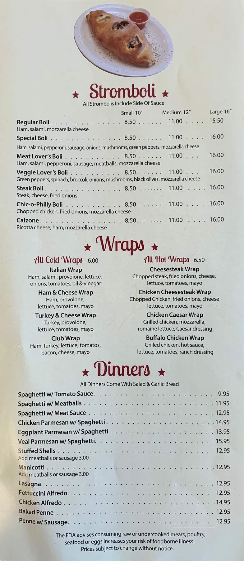 Vincenzo's Place - York, PA menu_pic