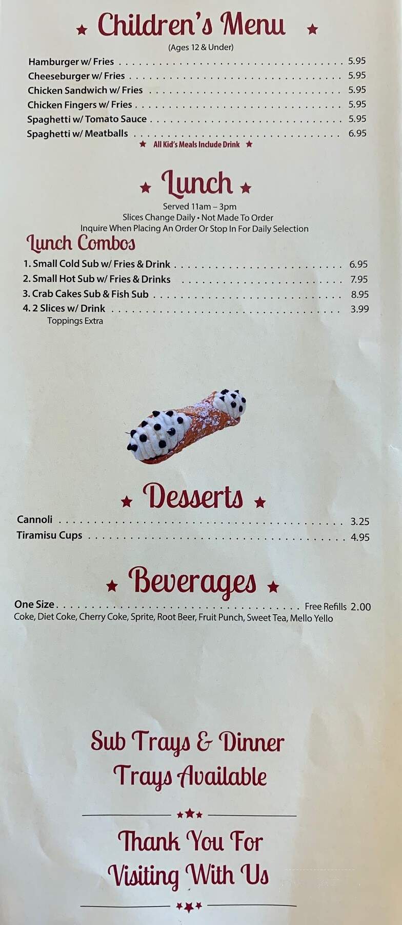 Vincenzo's Place - York, PA menu_pic