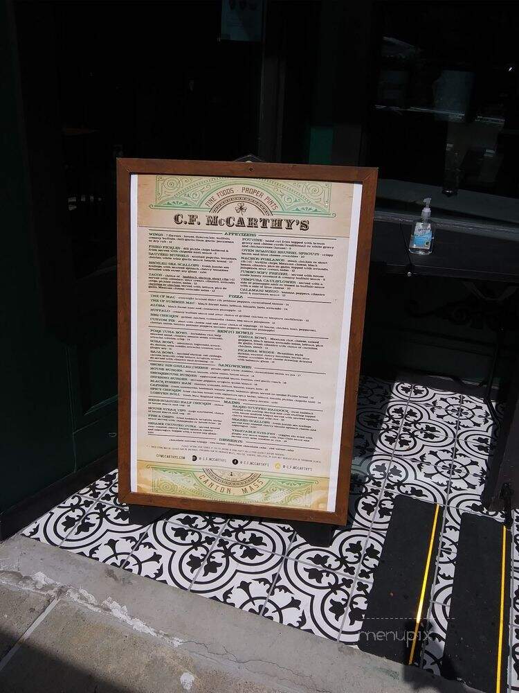 C.F. McCarthy's - Canton, MA menu_pic