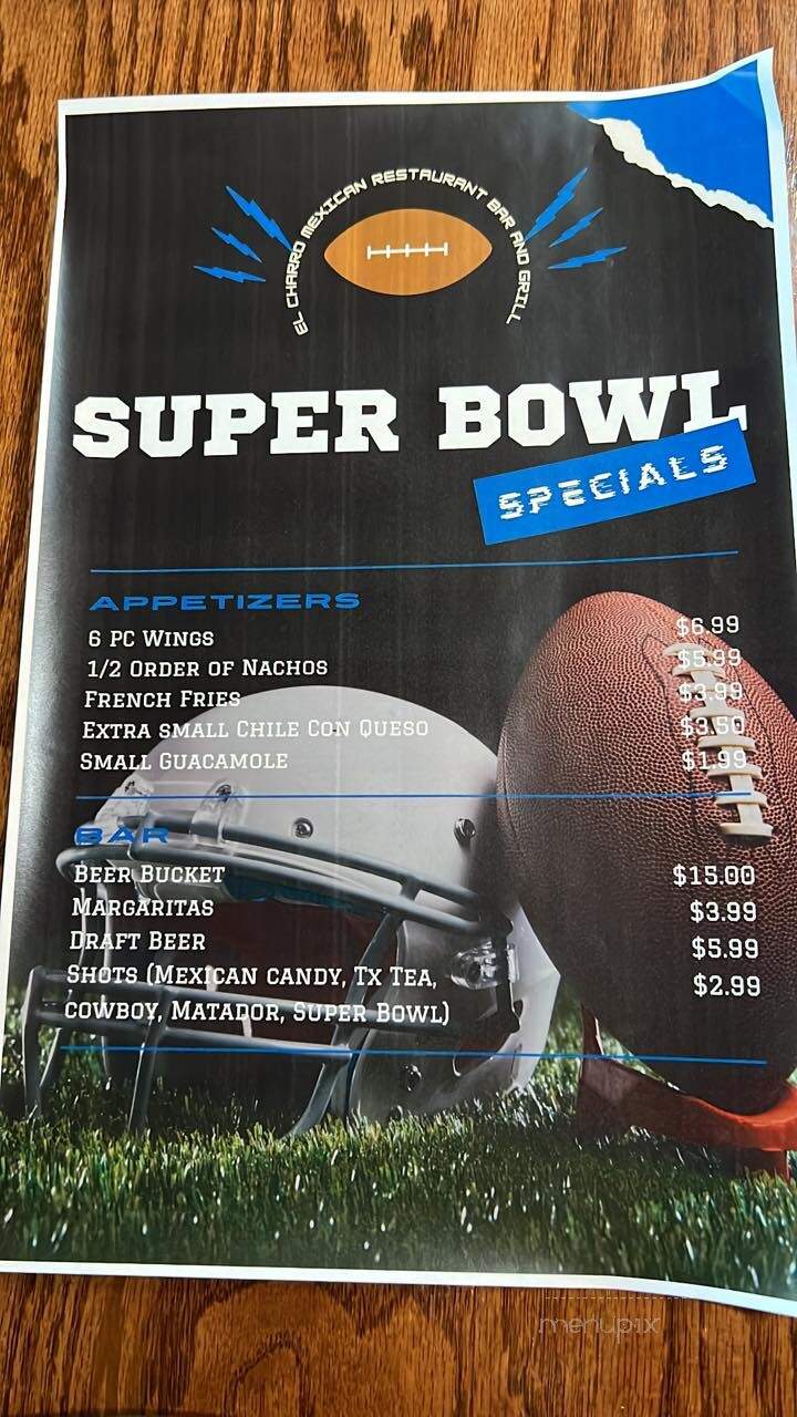 El Charro Mexican Restaurant Bar & Grill - Hillsboro, TX menu_pic