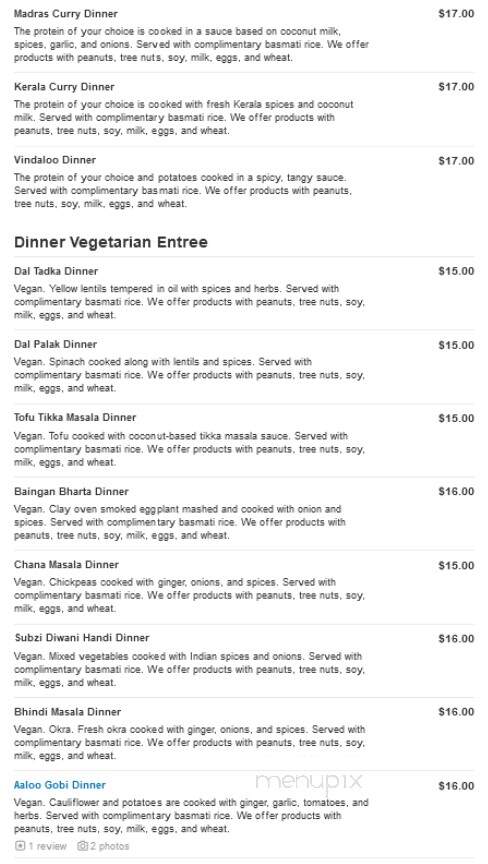 Zeera Indian Cuisine - North Palm Beach, FL menu_pic