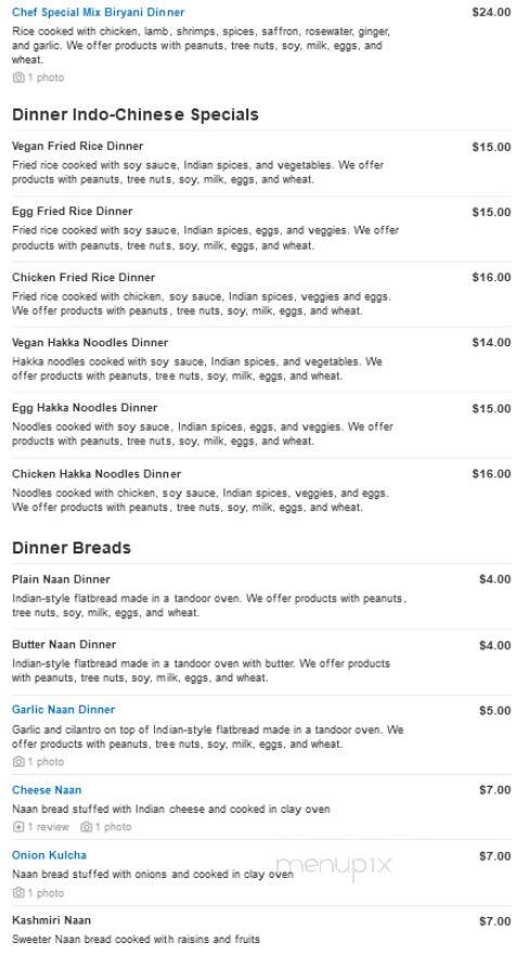 Zeera Indian Cuisine - North Palm Beach, FL menu_pic