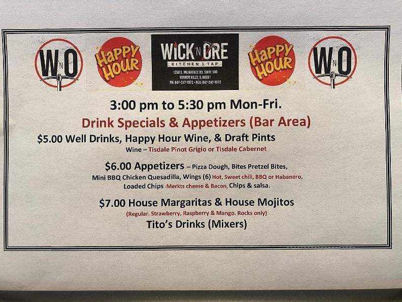 Wick n Ore Kitchen &Tap - Vernon Hills, IL menu_pic