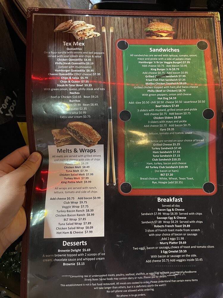 Mr Cue's Billiards II - Atlanta, GA menu_pic