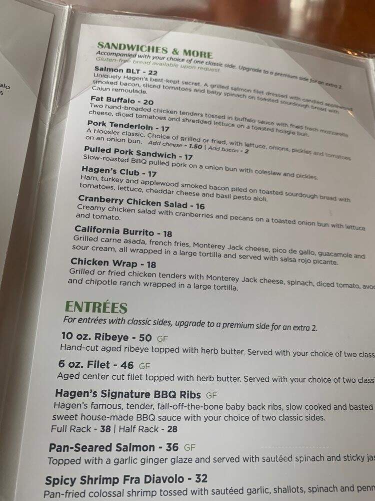 Hagen's Restaurant - French Lick, IN menu_pic