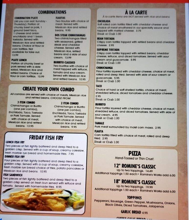 Romine's High Pockets & Restaurant - Milwaukee, WI menu_pic