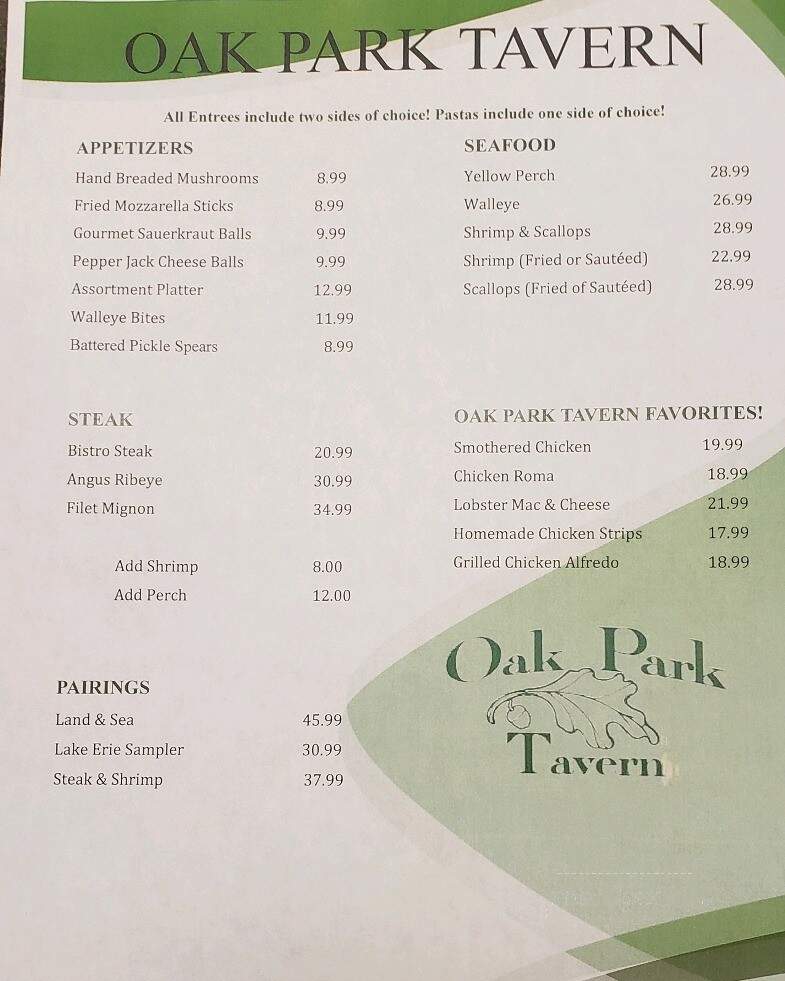 Oak Park Tavern - Mansfield, OH menu_pic
