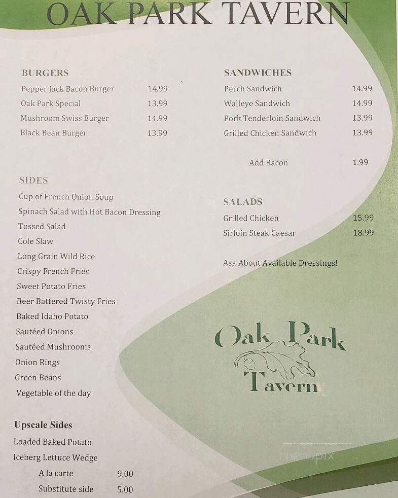 Oak Park Tavern - Mansfield, OH menu_pic