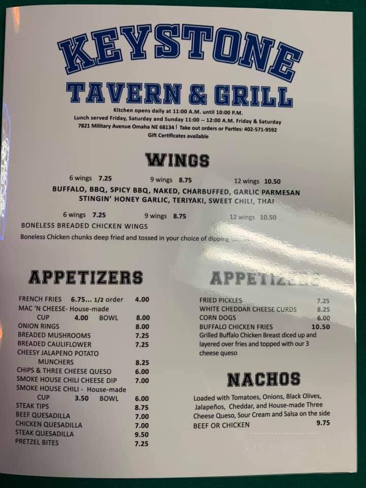 Keystone Tavern - Omaha, NE menu_pic