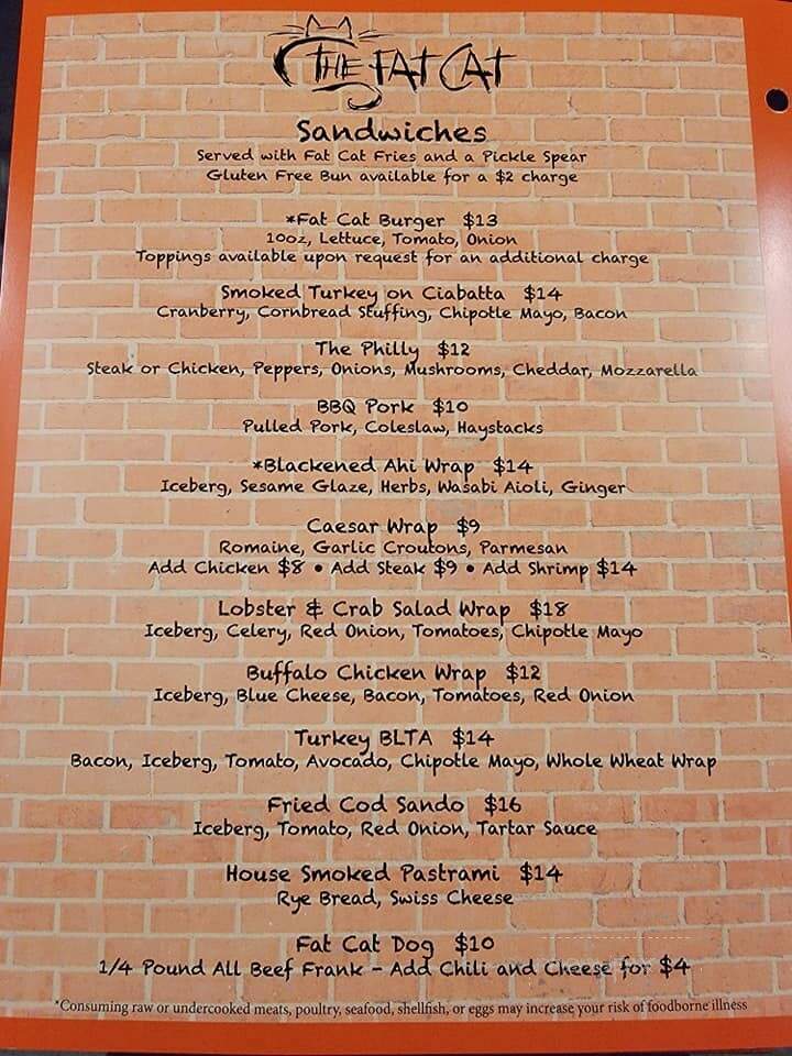 The Fat Cat - Quincy, MA menu_pic