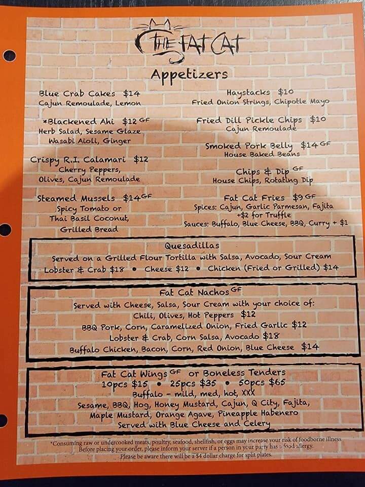 The Fat Cat - Quincy, MA menu_pic