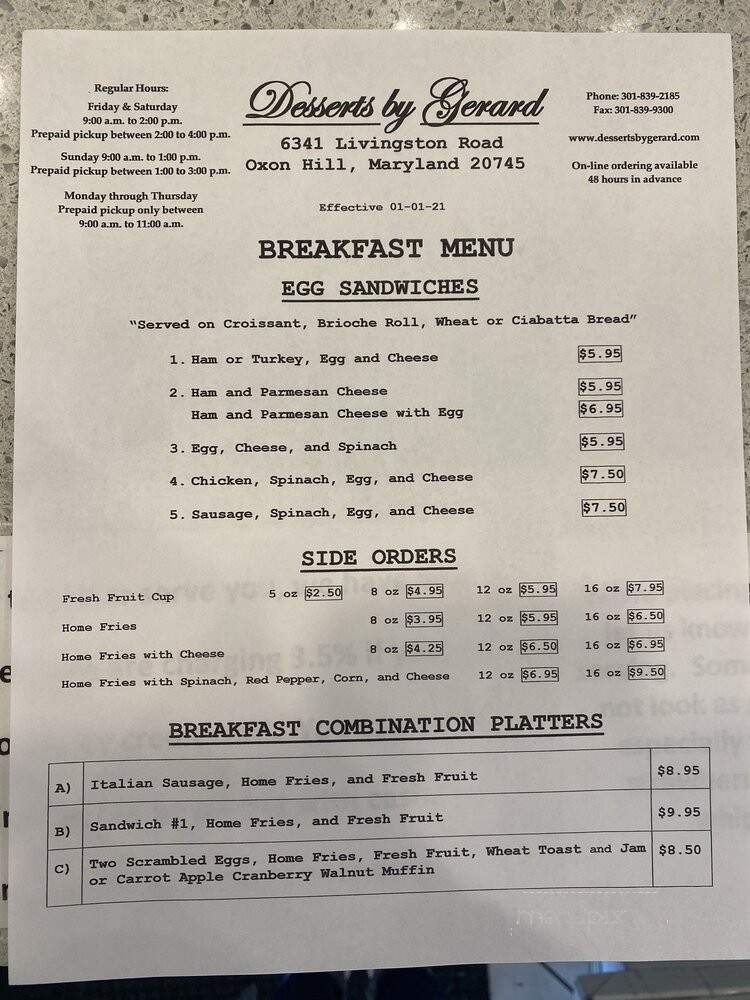 Desserts By Gerard - Oxon Hill, MD menu_pic