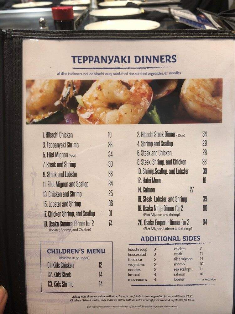 Osaka Japanese Steak House - Tallahassee, FL menu_pic