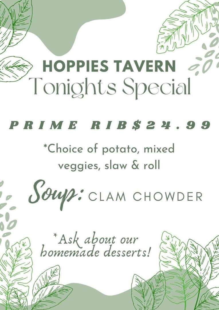 Hoppie's Tavern - Cheboygan, MI menu_pic