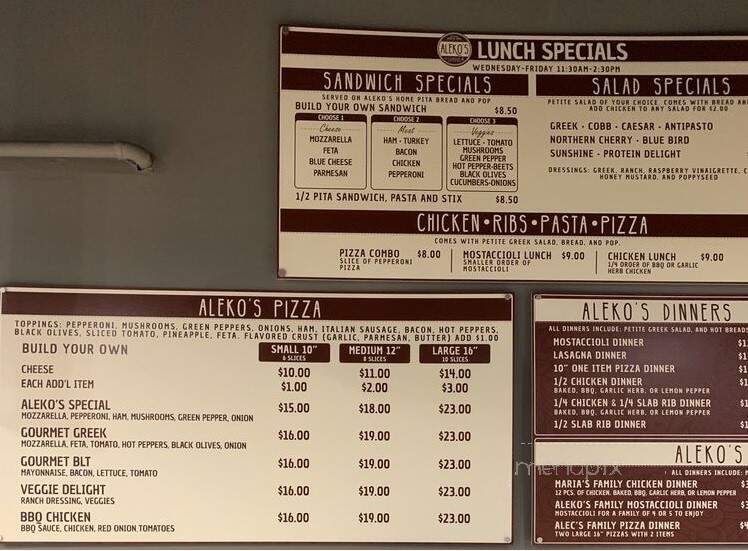 Aleko's Carryout - South Lyon, MI menu_pic