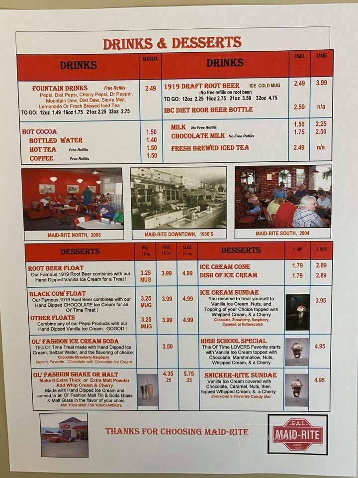 Maid Rite Diner & Grill - Muscatine, IA menu_pic