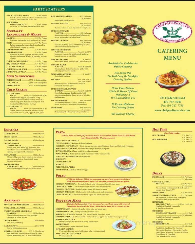 Chef Paolino Cafe - Catonsville, MD menu_pic