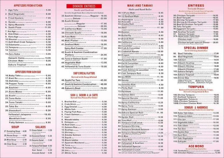 Sakura Sushi - Hillsborough, NJ menu_pic
