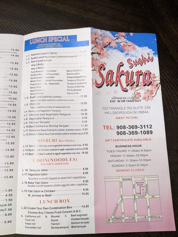Sakura Sushi - Hillsborough, NJ menu_pic