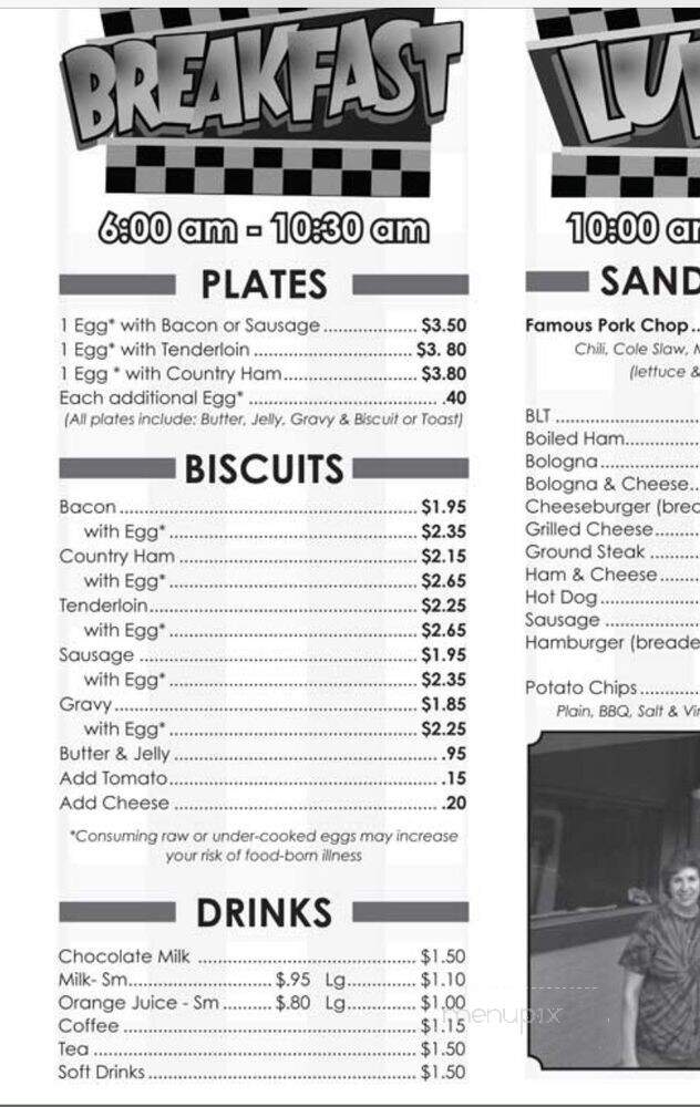 Snappy Lunch - Mount Airy, NC menu_pic